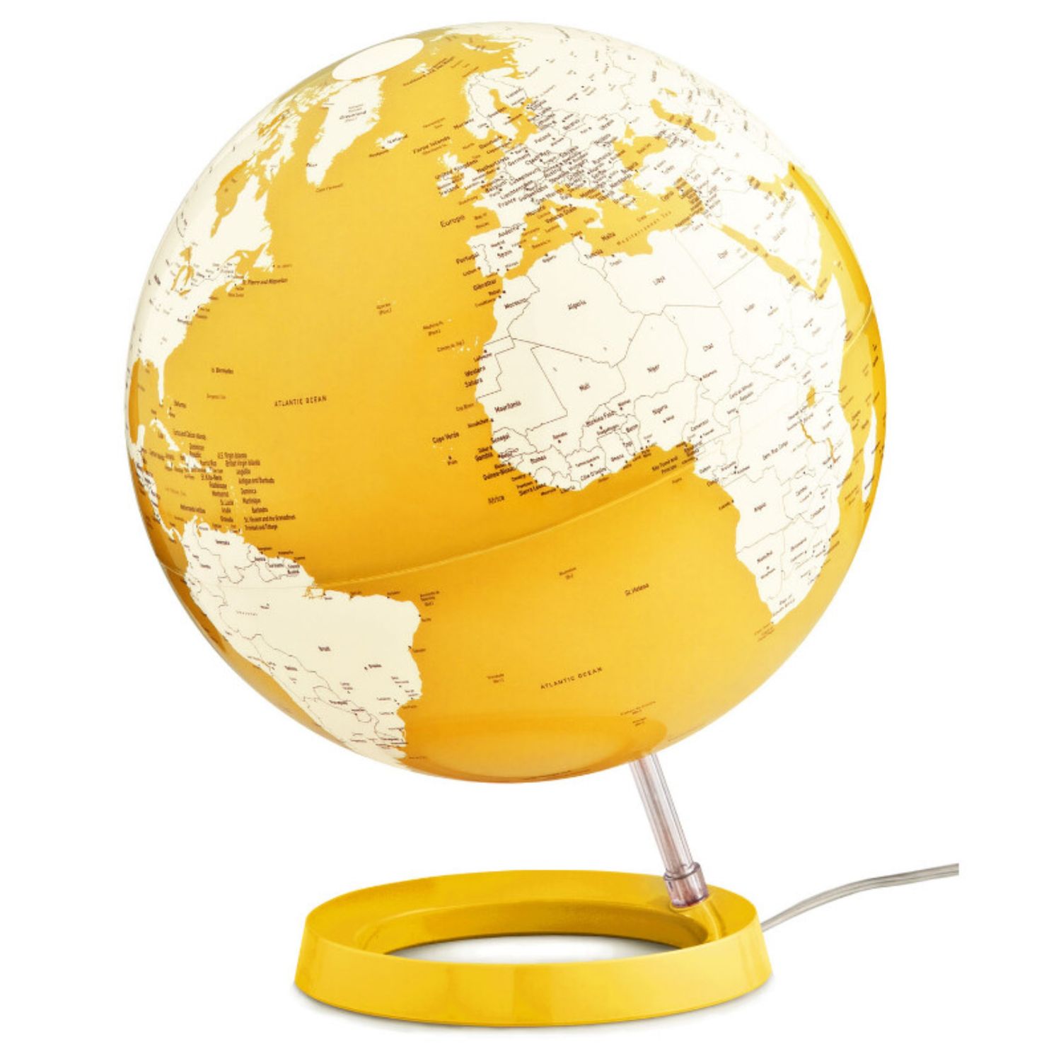 Globe terrestre lumineux Ø 30cm jaune pastel - Atmosphere