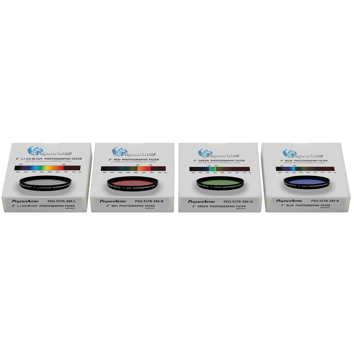 Lot de 4 filtres photo LRVB - coulant 50,80mm (M48) - PegasusAstro