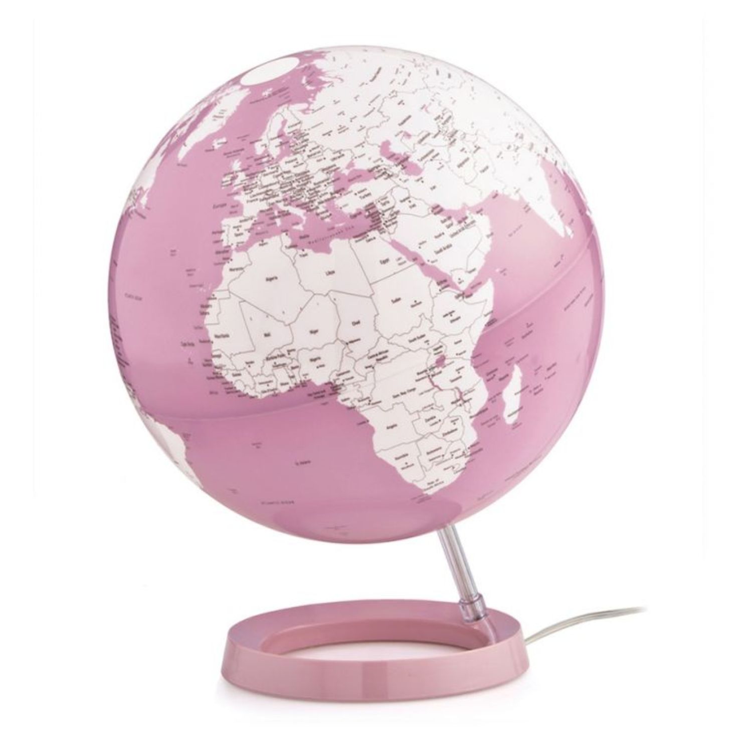 Globe terrestre lumineux Ø 30cm rose pastel - Atmosphere