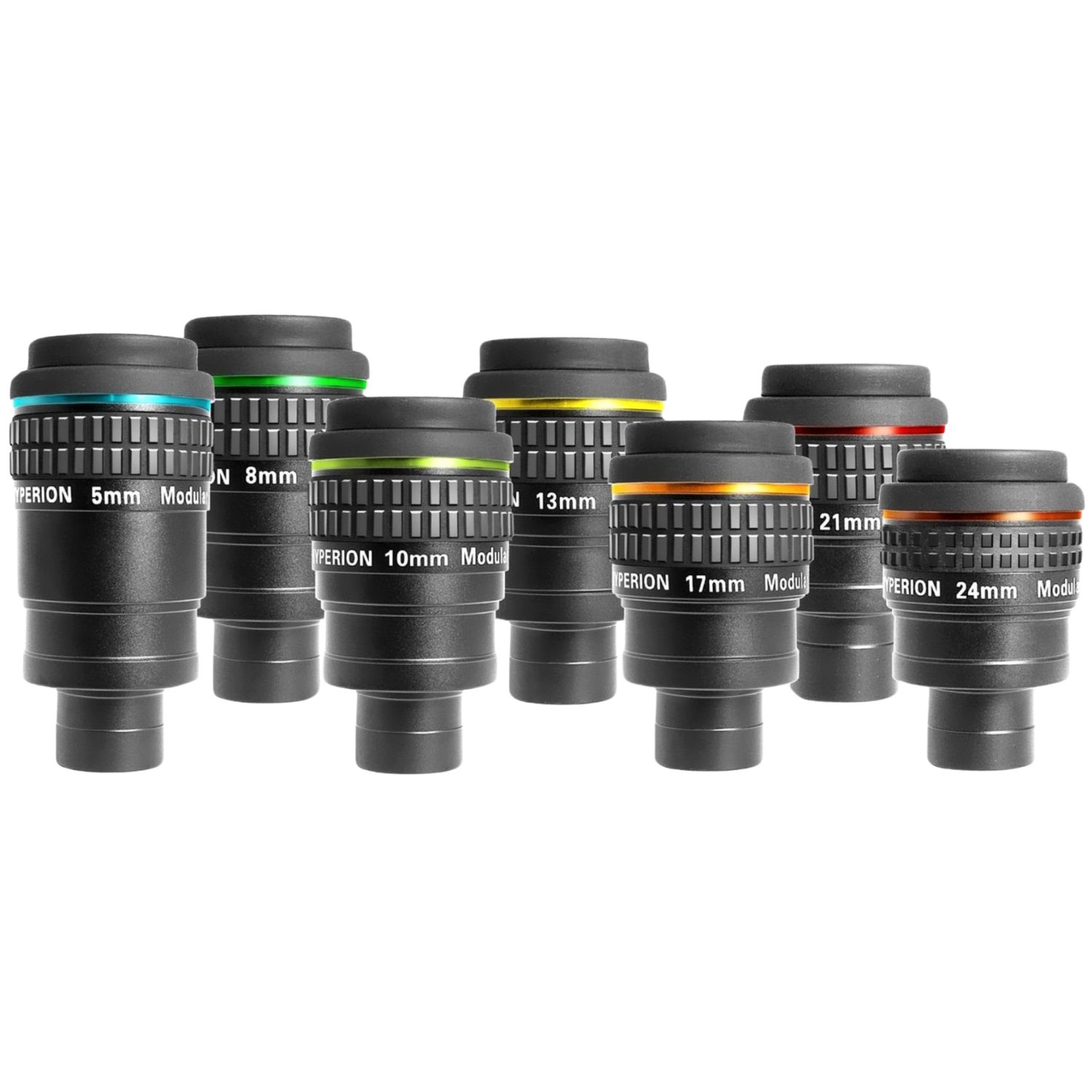 Lot de 7 oculaires 5mm + 8mm + 10mm + 13mm + 17mm + 21mm + 24mm 68° Hyperion avec valise - Baader