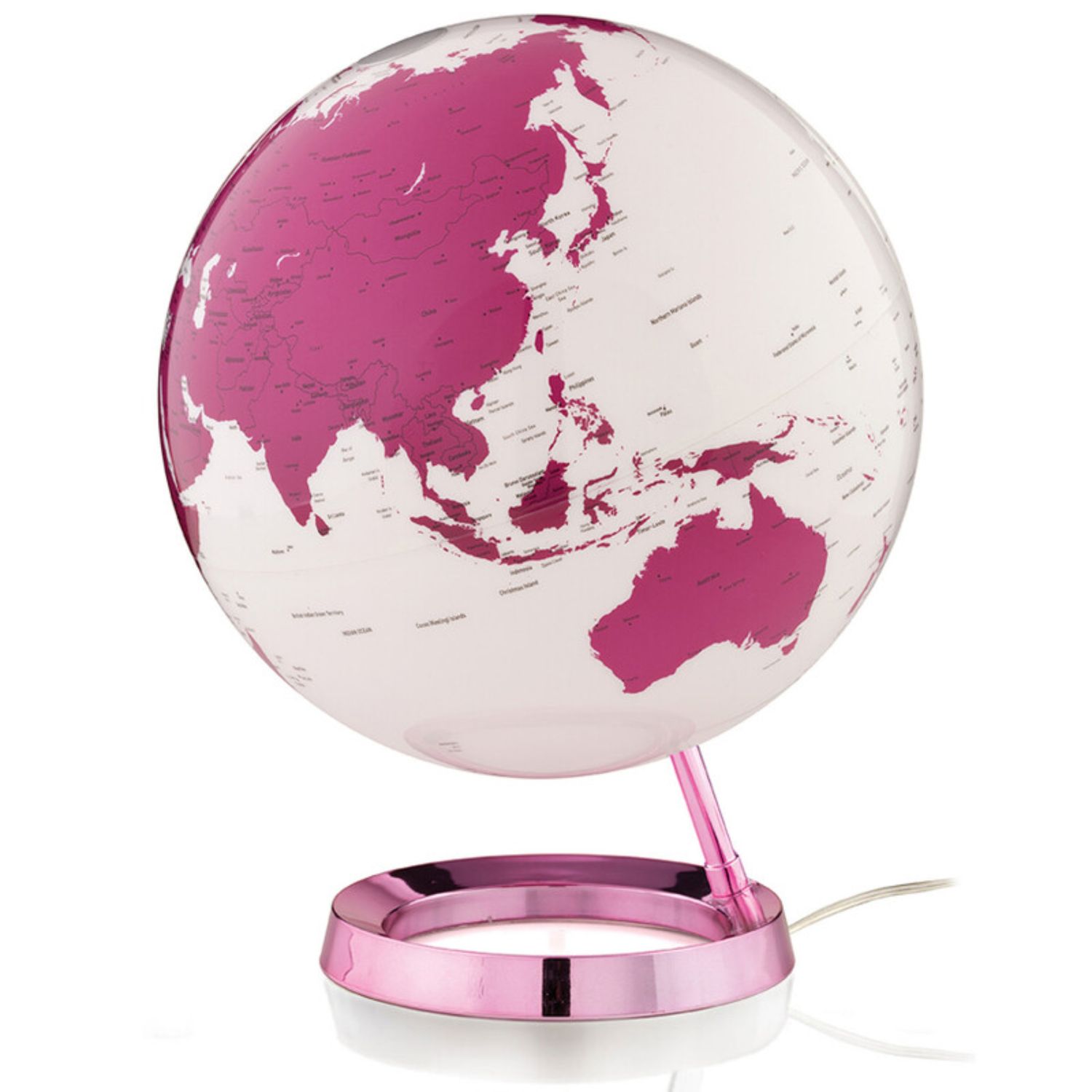 Globe terrestre lumineux Ø 30cm rose vif - Atmosphere