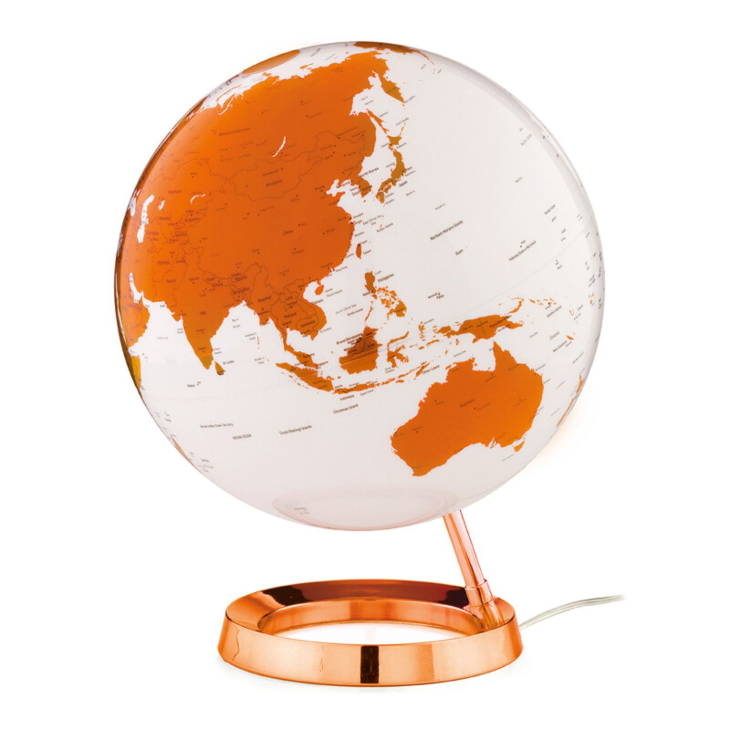 Globe terrestre lumineux Ø 30cm orange vif - Atmosphere