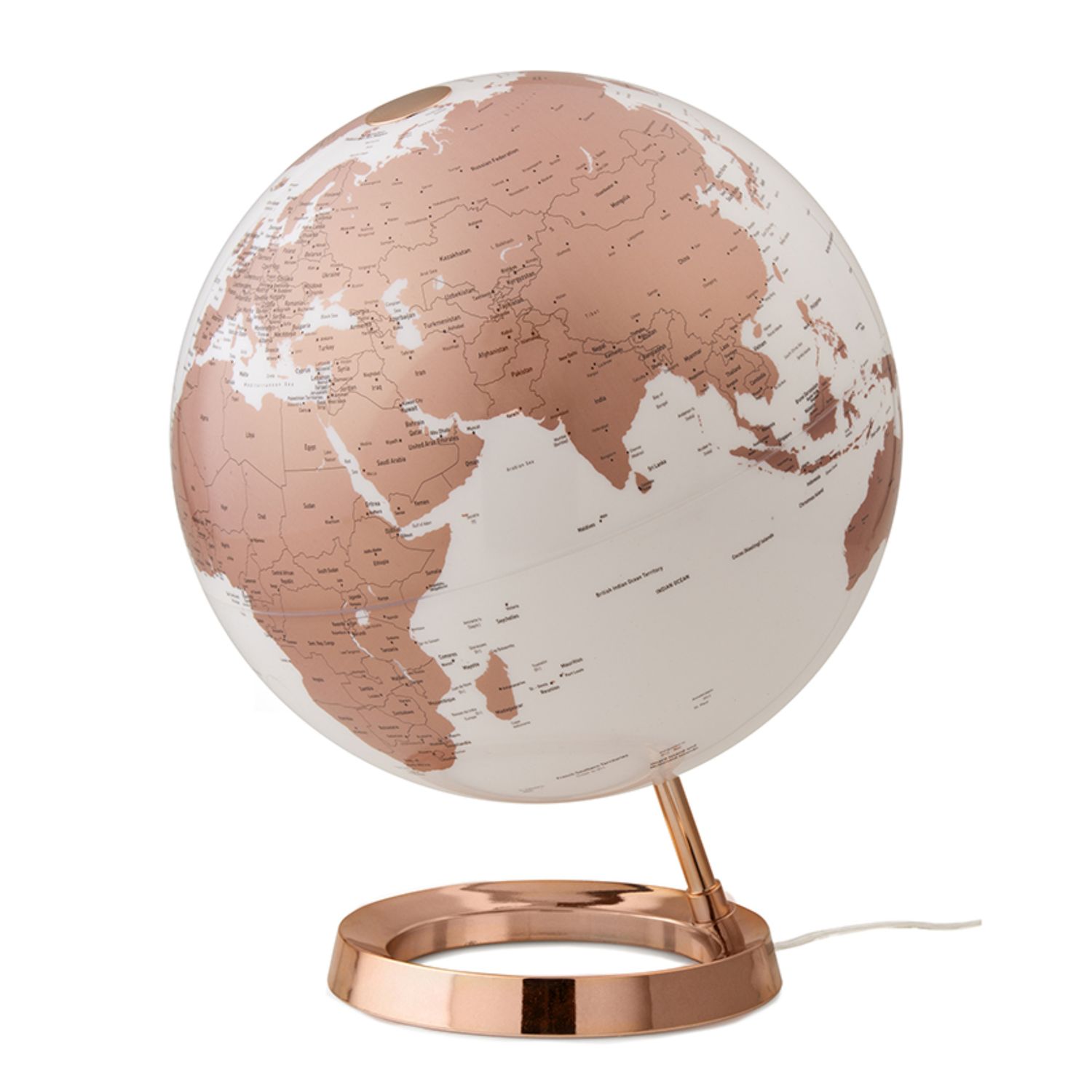 Globe terrestre lumineux Ø 30cm rose doré - Atmosphere