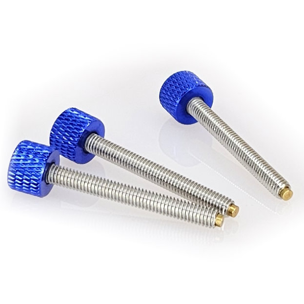 Lot de 3 vis de collimation moletées pour Newton HQ bleues long. 35mm - PierroAstro