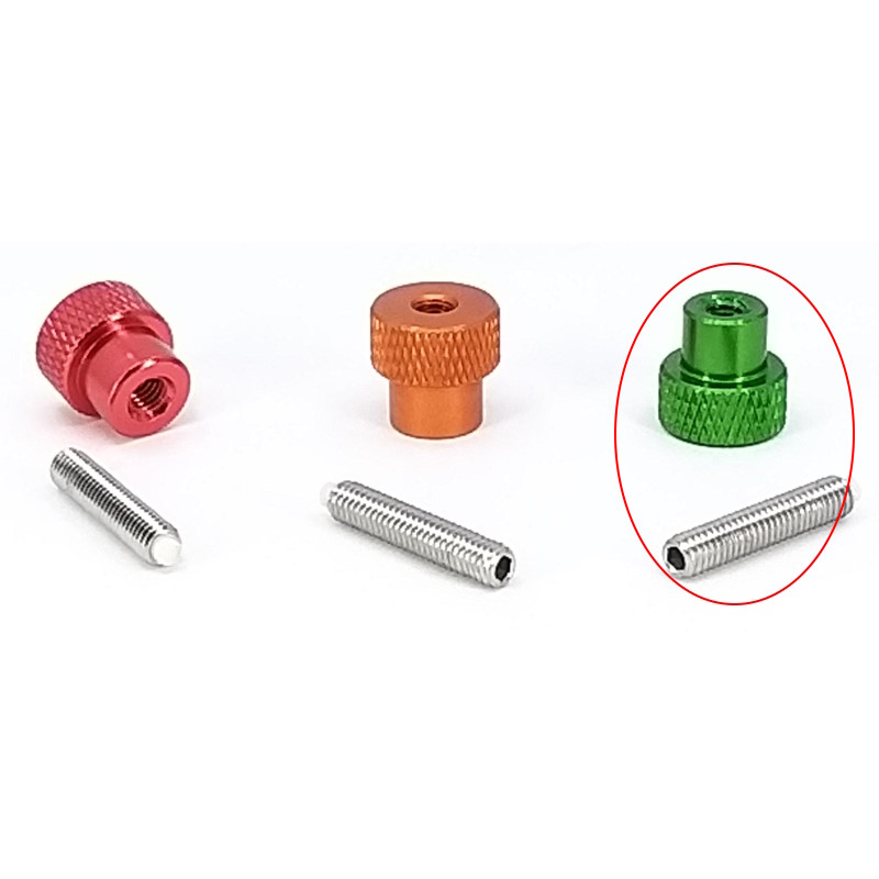Vis de serrage moletée M4 verte avec tige filetée M4x21mm - PierroAstro