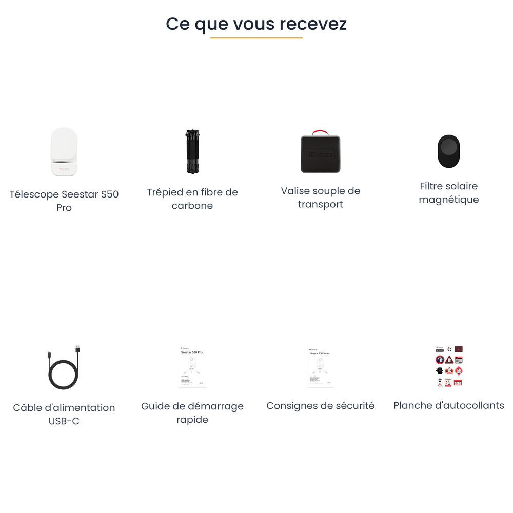Seestar S50 Pro, ce que vous recevez