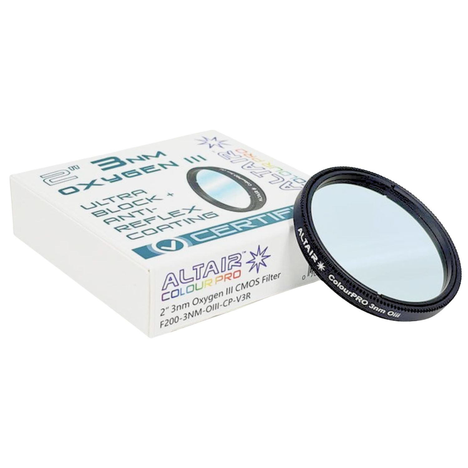 Filtre photo mono-bande OIII 3nm ColourPro ULTRA - coulant 50,80mm (M48) - AltairAstro