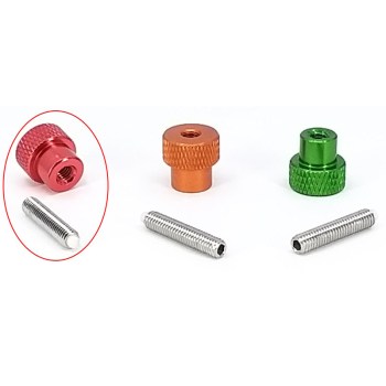 Vis de serrage moletée M4 rouge avec tige filetée M4x21mm - PierroAstro