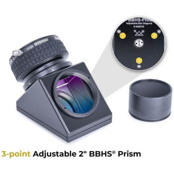 Renvoi coudé à prisme réglable 2'' BBHS ClickLock Baader - vue avec prisme et coulant SCT