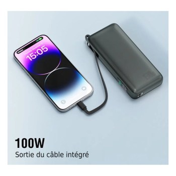 Batterie externe Enterprise 20Ah, 100 W en sortie du câble intégré - 4smarts