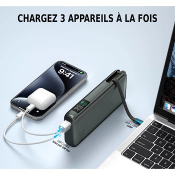 Trois appareils chargés en même temps avec la batterie Enterprise 20Ah - 4smarts
