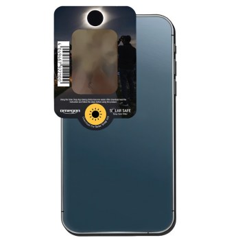 Filtre Omegon Solar Safe Easy Cam monté sur smartphone