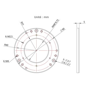 Plan cote de la bague anti-tilt M48