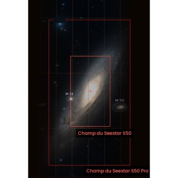 Champ du Seestar S50 et du Seestar S50 Pro sur la galaxie d'Andromède